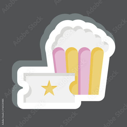 Sticker Popcorn. related to Amusement Park symbol. glyph style. simple design editable. simple illustration