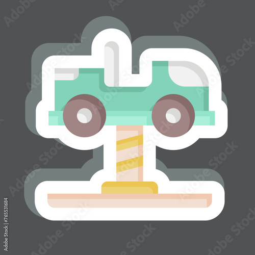 Sticker Spring Swing Rider. related to Amusement Park symbol. glyph style. simple design editable. simple illustration
