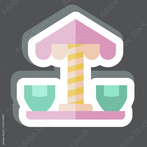 Sticker Spinning Teacup. related to Amusement Park symbol. glyph style. simple design editable. simple illustration