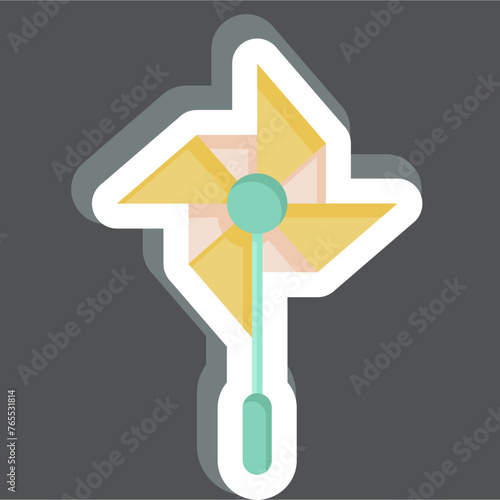 Sticker Windmill. related to Amusement Park symbol. glyph style. simple design editable. simple illustration