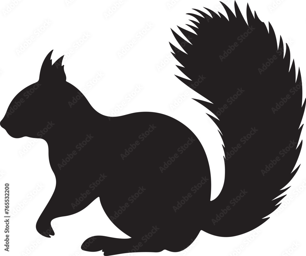 Squirrel Silhouette Vector Illustration White Background