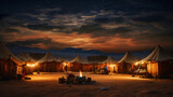 A traditional Bedouin camp in the desert with tents