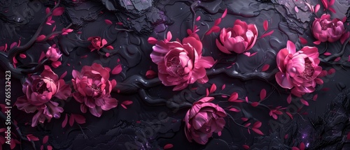 Wallpaper Mural  A floral arrangement floating above a water surface with a dark background wall Torontodigital.ca