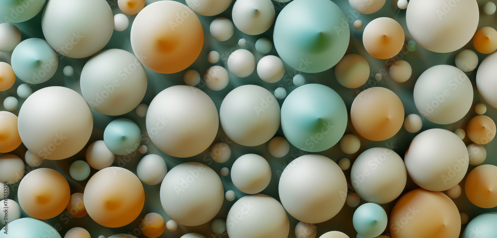 Sea of matte spheres clustered together.
