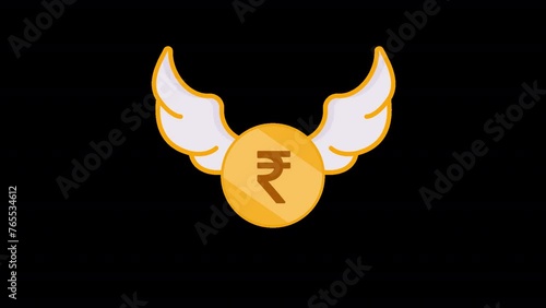 Indian Rupee Coin With Wings photo