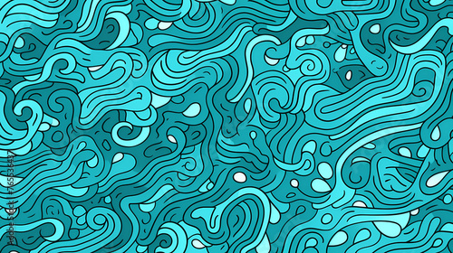 Wavy and swirl brush strokes seamless pattern