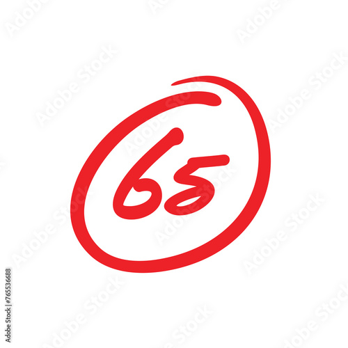 65 points mark illustration, sixty five points final test score