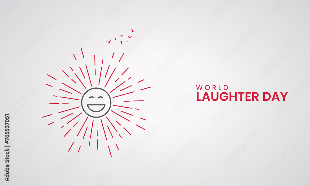 Fototapeta premium World Laughter Day, World smile day, Laughing face creative concept for banner, poster vector illustration.