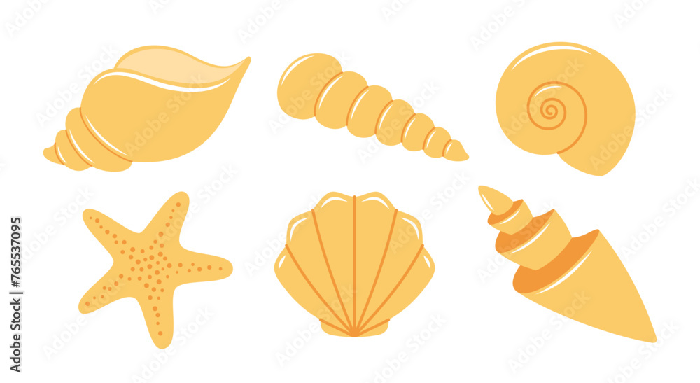 Vector set of sea shells isolated on white background Vector set of sea shells isolated on white background