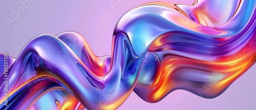  A colorful liquid wave on a purple backdrop - optimized computer-generated image