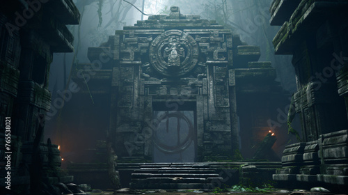 An ancient temple with intricate carvings and mysterio