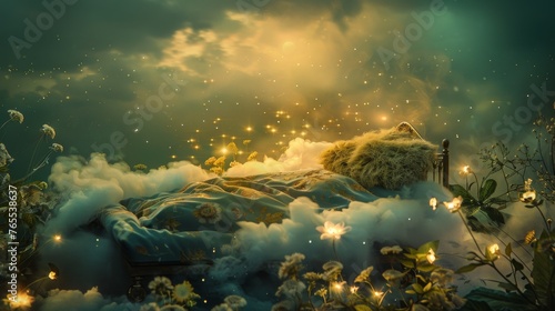A mystical bed lies surroun...