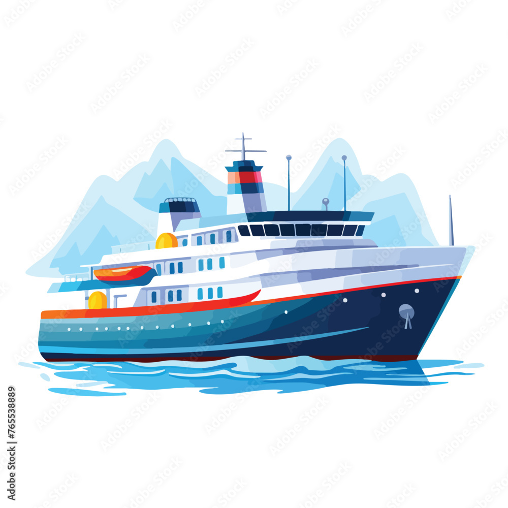 boat ship sea design flat vector illustration isola
