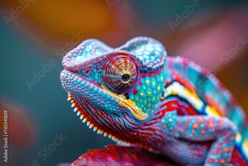Vibrant Chameleon's Eye Reflecting Abstract © Sittichok