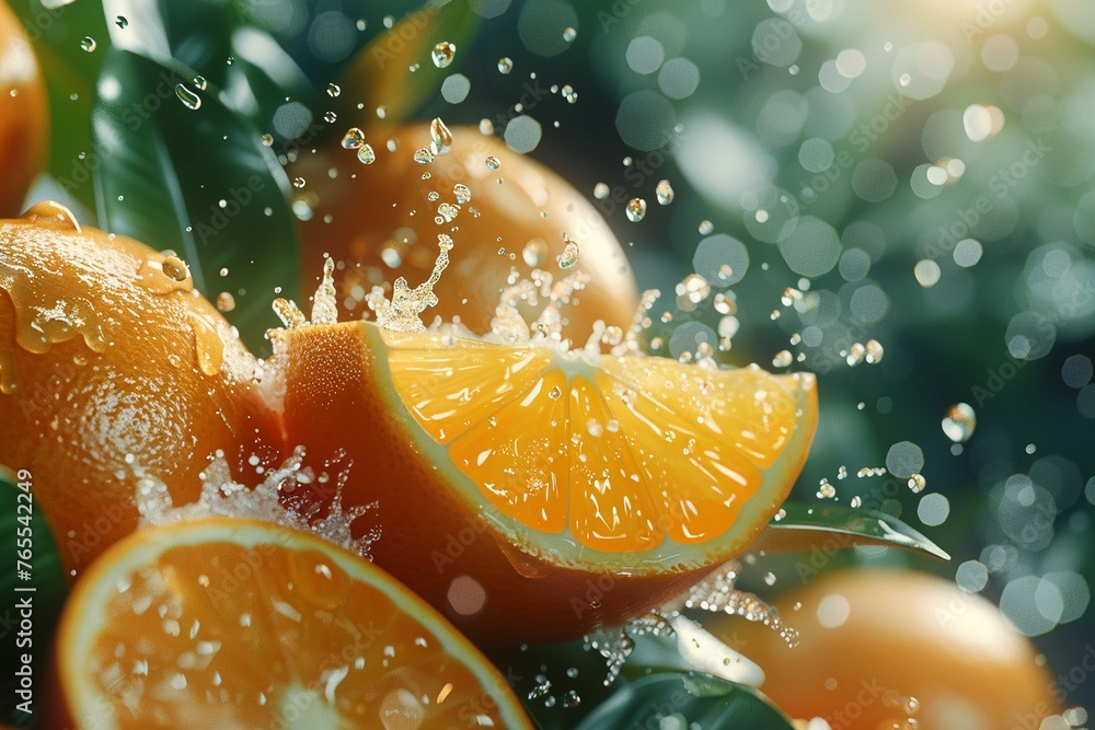 Micro Vit C Bright, 3D citrus elements breaking down into microscopic Vitamin C particles infusing into the skin Micro Vit C Bright, 3D citrus elements breaking down into microscopic Vitamin C particles infusing into the skin