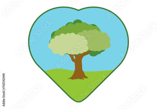 Corazón con un árbol dentro por el amor por la naturaleza. 
