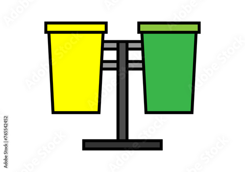 Icono de papelera amarilla y verde.