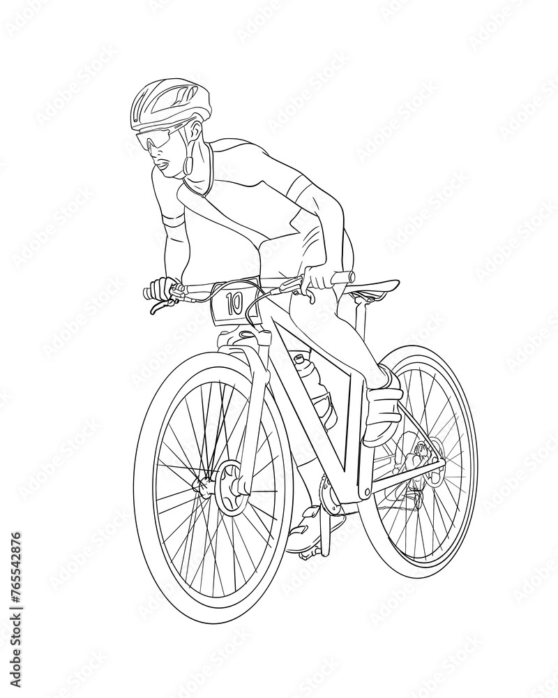 Cycling mountain bike downhill cross country illustration drawing coloring line art bicycle sport Cycling mountain bike downhill cross country illustration drawing coloring line art bicycle sport