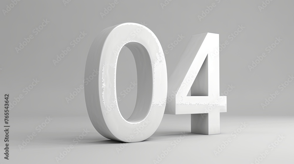 3d render of the number 04 on a white background 3d render of the number 04 on a white background