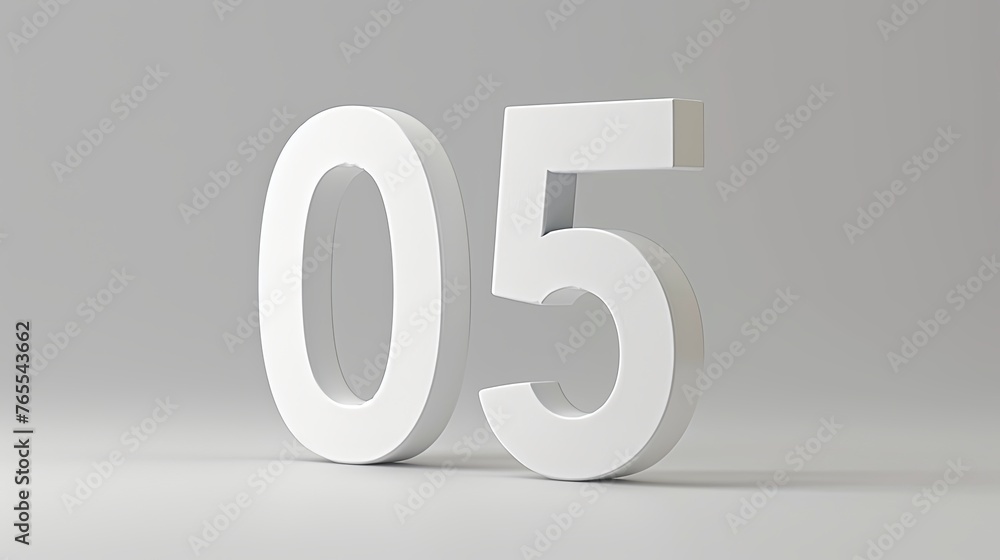 3d render of the number 05 on a white background 3d render of the number 05 on a white background