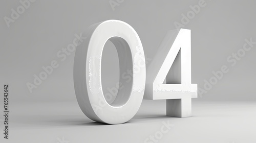 3d render of the number 04 on a white background