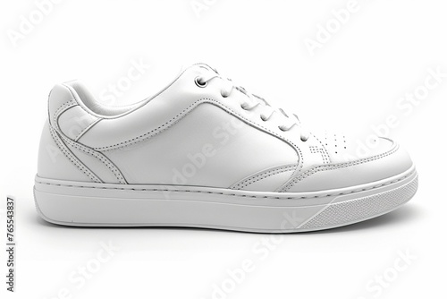 Trainers - white leather shoe on white background