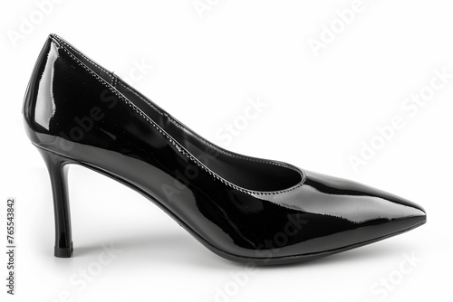 Black elegant shoe for woman on whiteclipping path photo