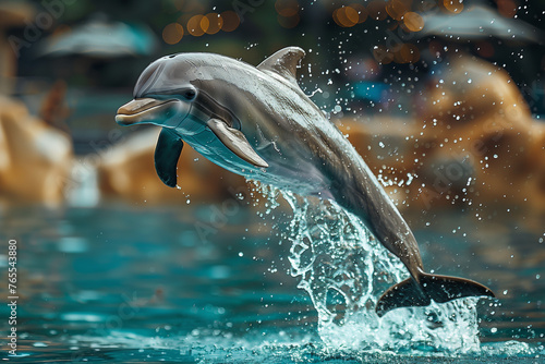 playful dolphin jumping out of the water