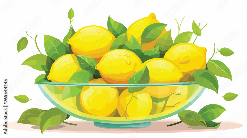 The lemons in the bowl provide a gorgeous sight. flat