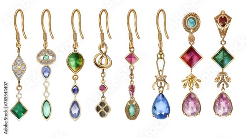 Earrings set collection. Isolated on white background Generative AI