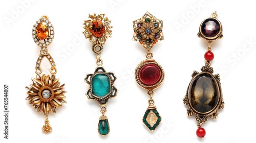 Earrings set collection. Isolated on white background Generative AI