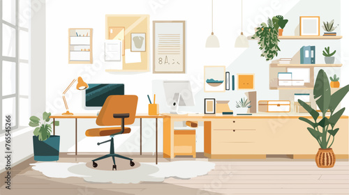 Stylish Office Furniture Set flat vector isolated on © Ideas