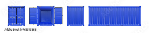 Blue Shipping Cargo Container Twenty and Forty feet. Logistics and Transportation. Vector