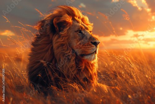 majestic lion in the savannah