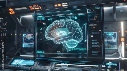 MRI brain scan of an ALS patient displayed on a sleek, modern interface. 