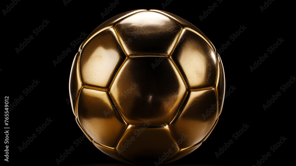 Gold soccer ball or football isolated on black dark background - obrazy, fototapety, plakaty 