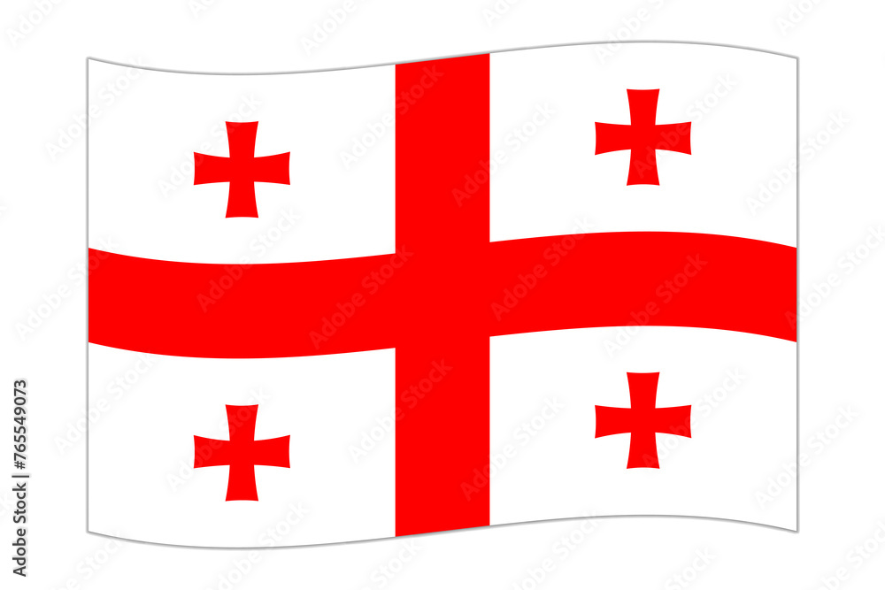 Waving flag of the country Georgia. Vector illustration.