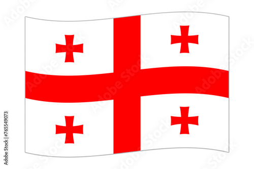 Waving flag of the country Georgia. Vector illustration.