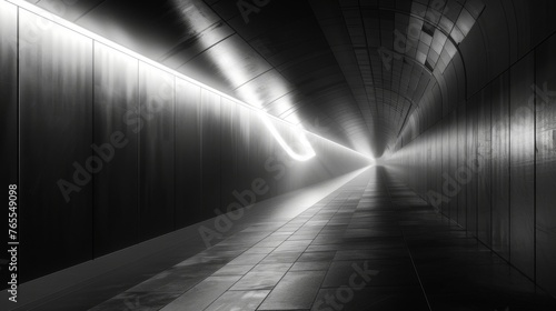 Long tunnel illuminated by bright light