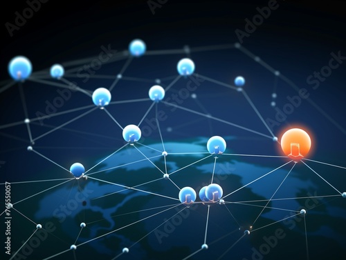 Wireless communication visualized as a molecular network with atoms transmitting signals