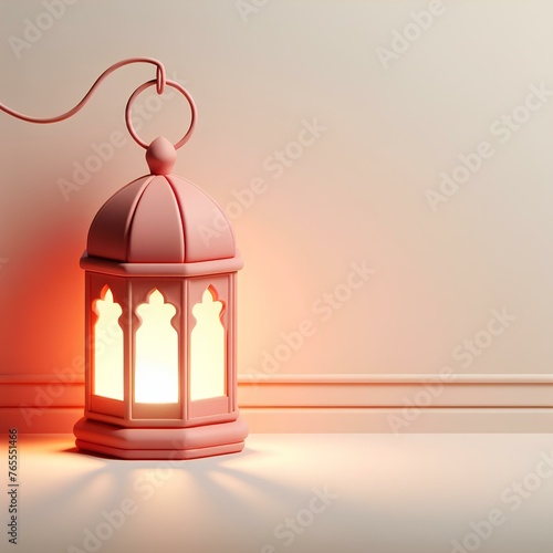 3d vibrant Ramadan lantern, glowing lantern, 3d render, islamic background for Islamic Holiday celebration