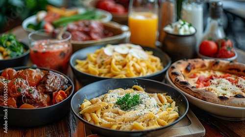 talian cuisine - pasta with different ingredients