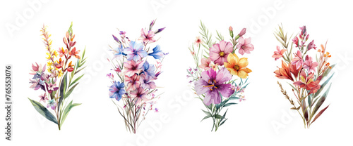 Banner spring with flowers and leaves. Vector illustration