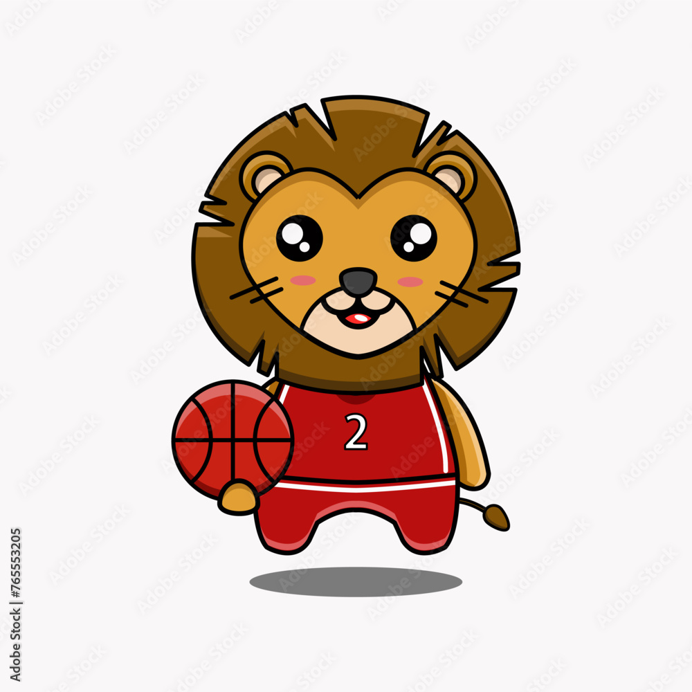 cute vector design illustration of basketball player lion mascot cute vector design illustration of basketball player lion mascot