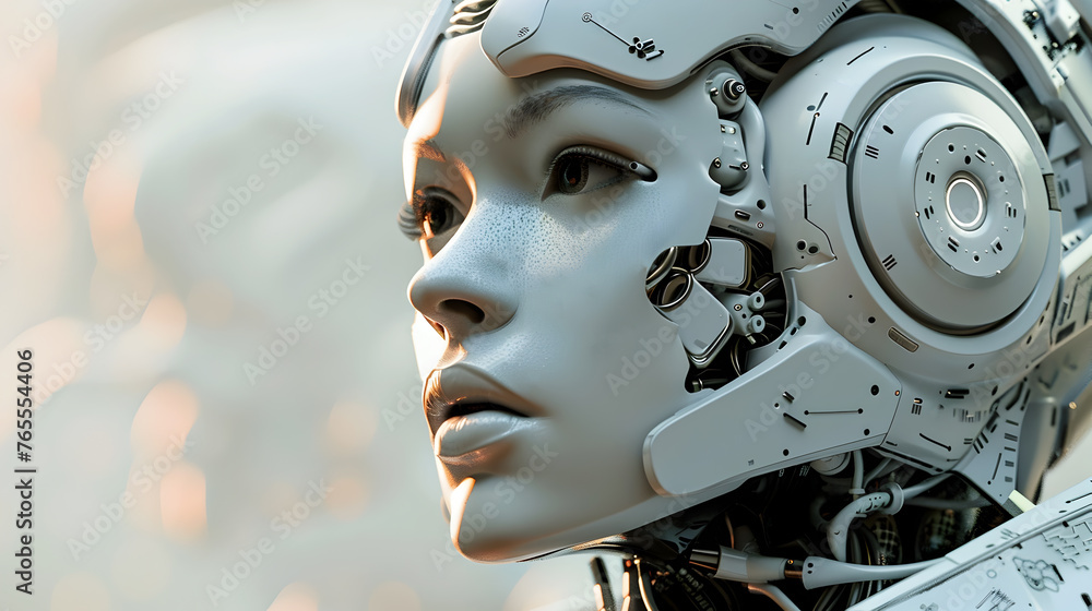 Futuristic Cyborg Face with Mechanical Features and Advanced Digital Technology Futuristic Cyborg Face with Mechanical Features and Advanced Digital Technology