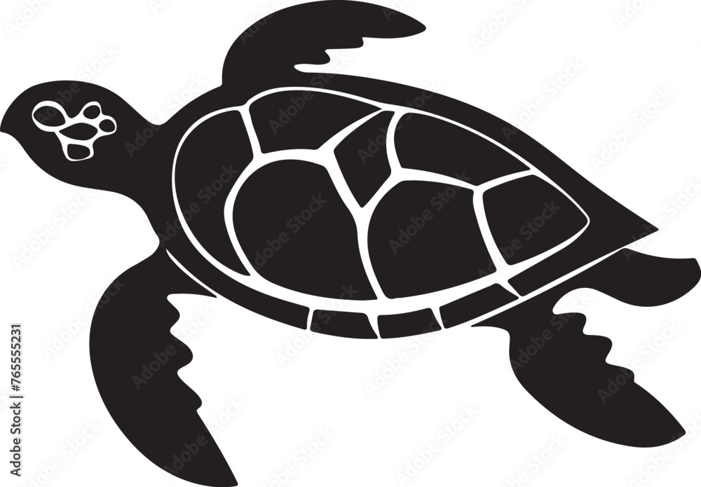 Obraz premium Turtle Silhouette Vector Illustration White Background