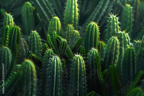 A large group of cactus plants in a field. Ideal for nature or desert themes