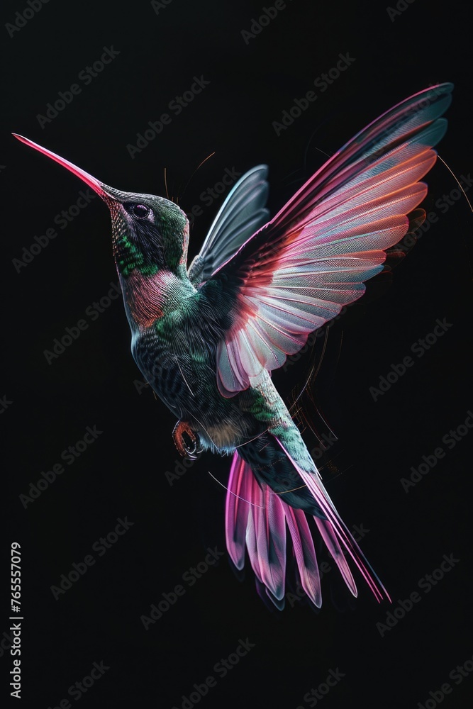 Naklejka premium A hummingbird in mid-flight, perfect for nature designs