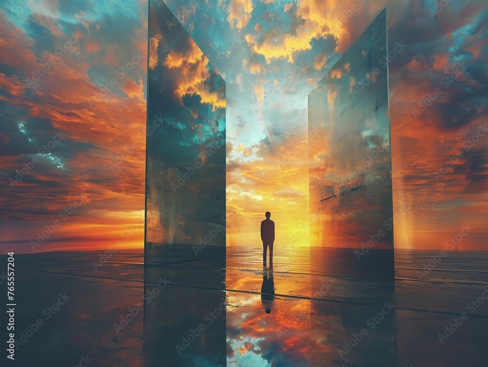 Craft a sleek and modern design featuring a silhouette of a person ...