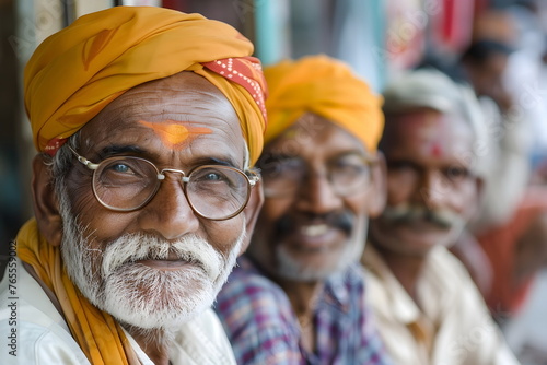 Portrait of three indian man on the street smiling